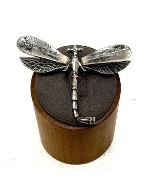Sterling Silver 925 Dragonfly Three Dimensional Pin Brooch Size 2" Length